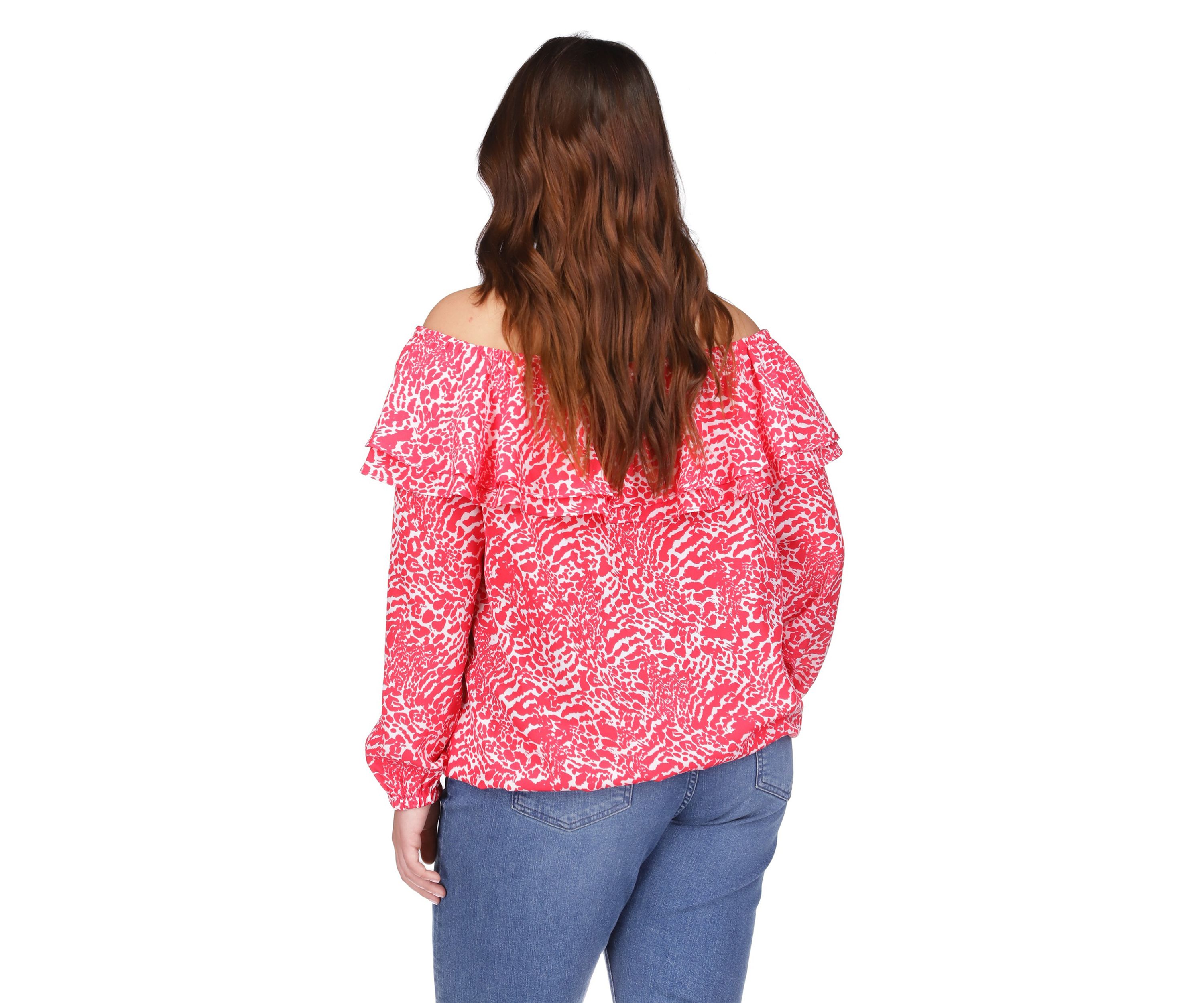 Plus Size Ocelot Ruffle Top