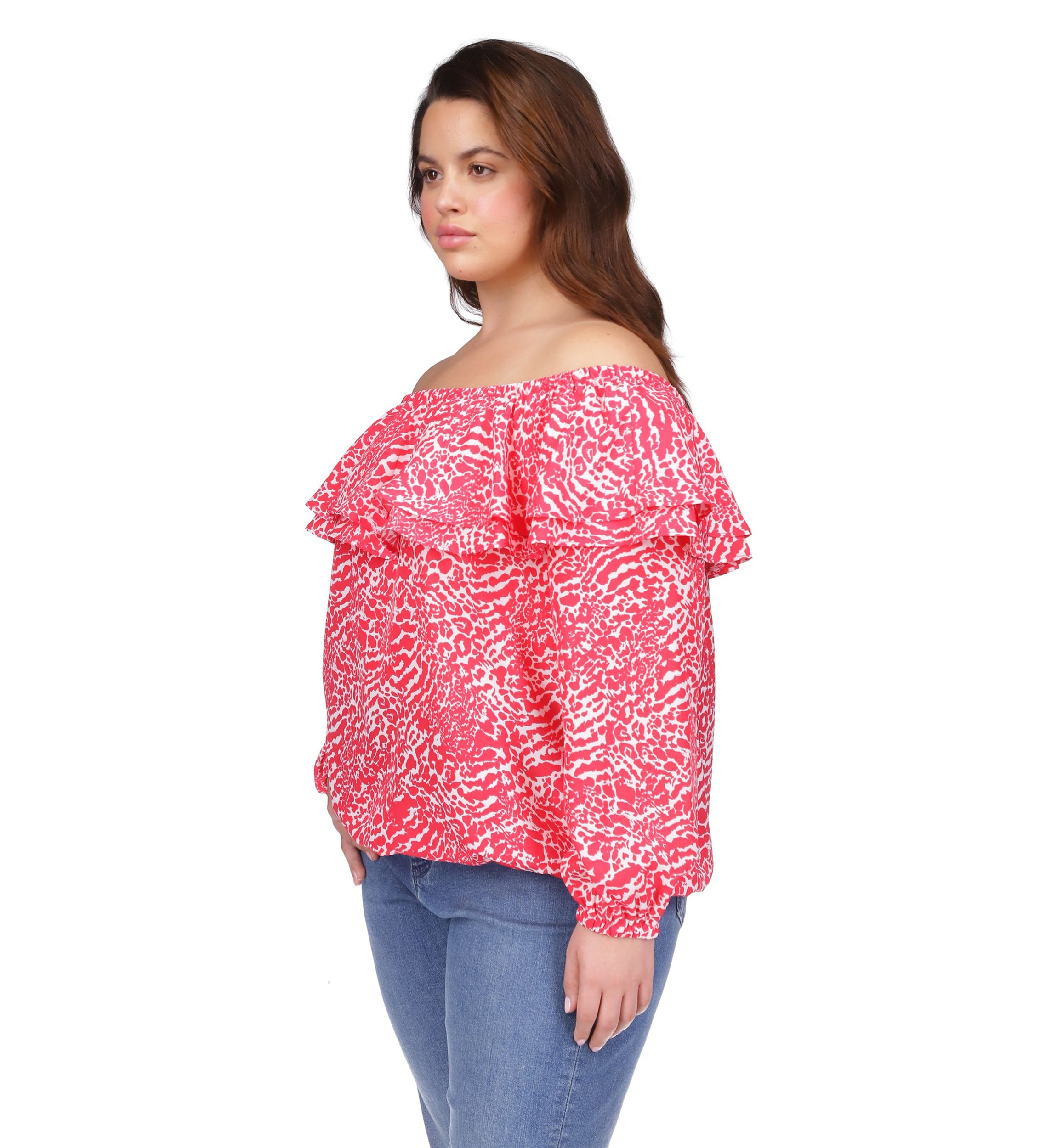 Plus Size Ocelot Ruffle Top