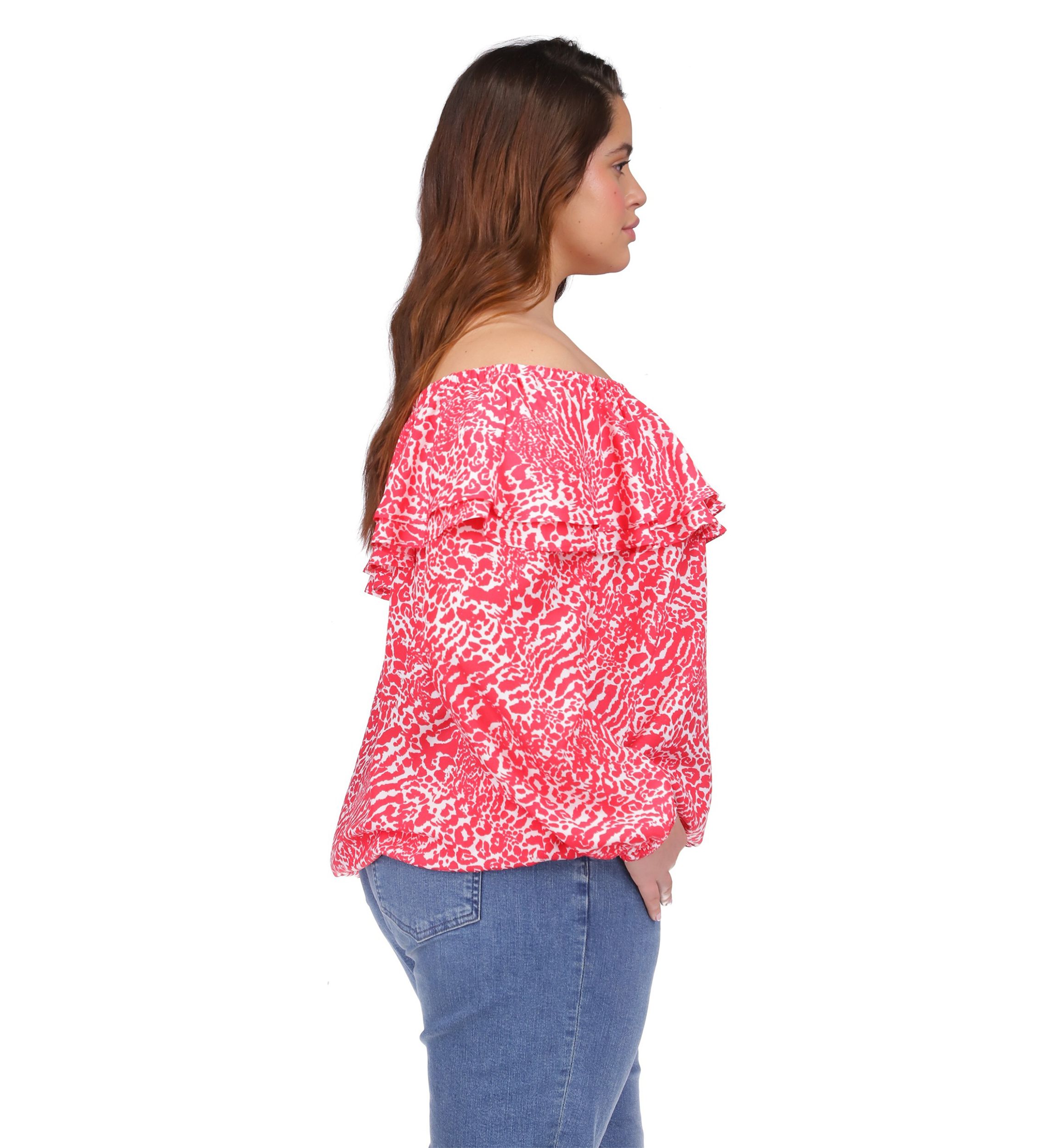 Plus Size Ocelot Ruffle Top