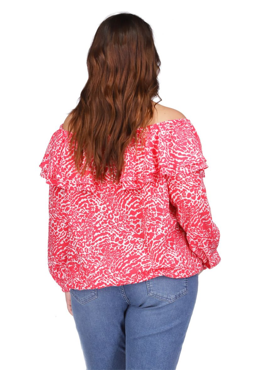Plus Size Ocelot Ruffle Top