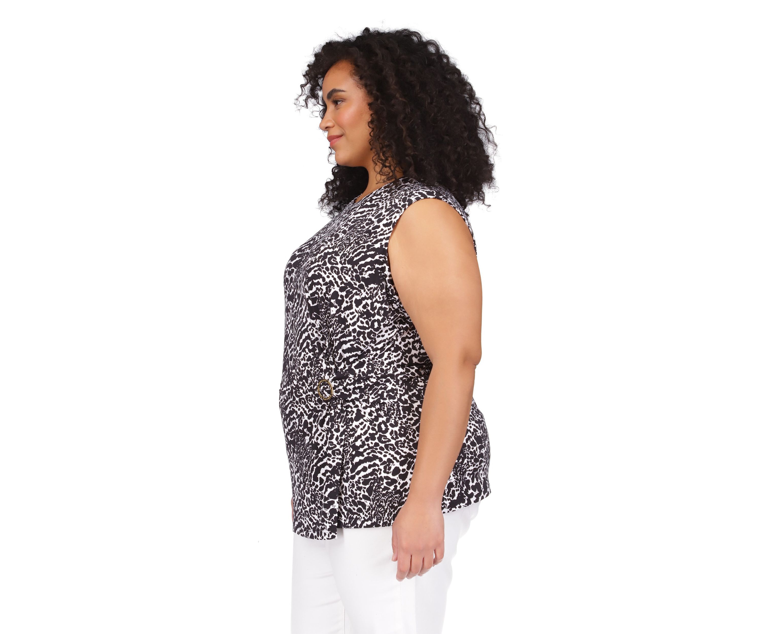 Plus Size Ocelot Ruffle Peasant Top