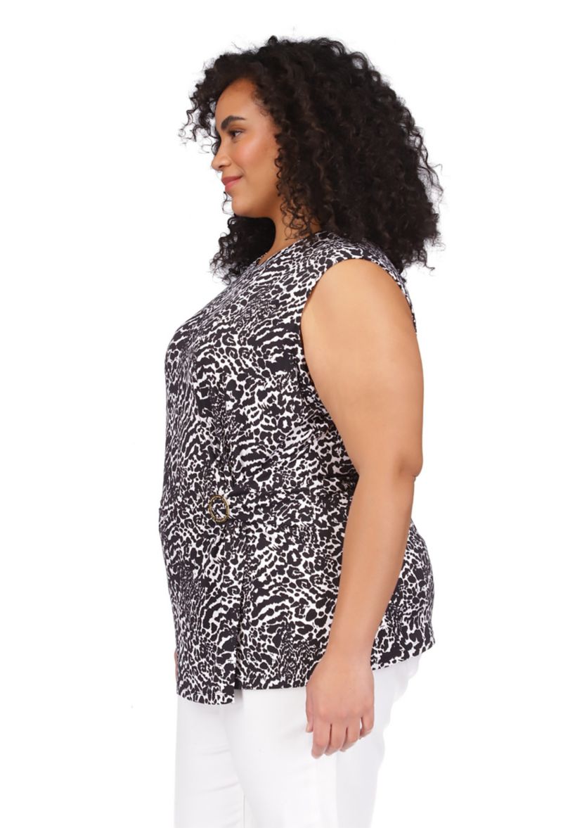 Plus Size Ocelot Ruffle Peasant Top