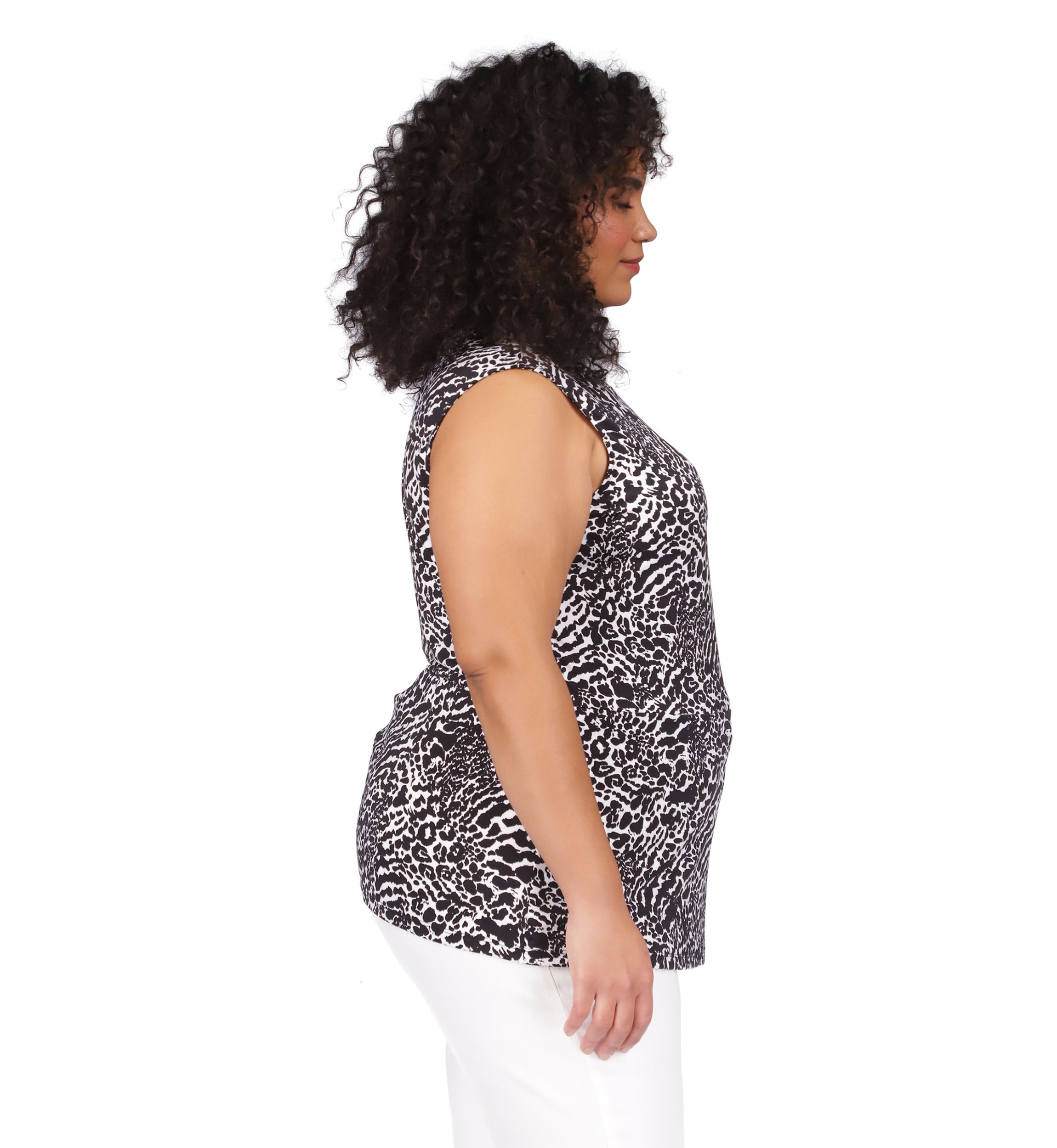 Plus Size Ocelot Ruffle Peasant Top