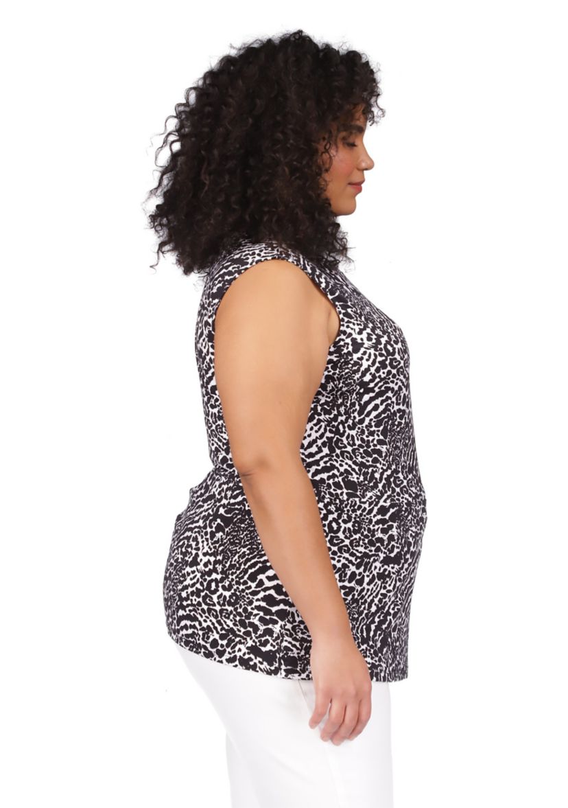 Plus Size Ocelot Ruffle Peasant Top