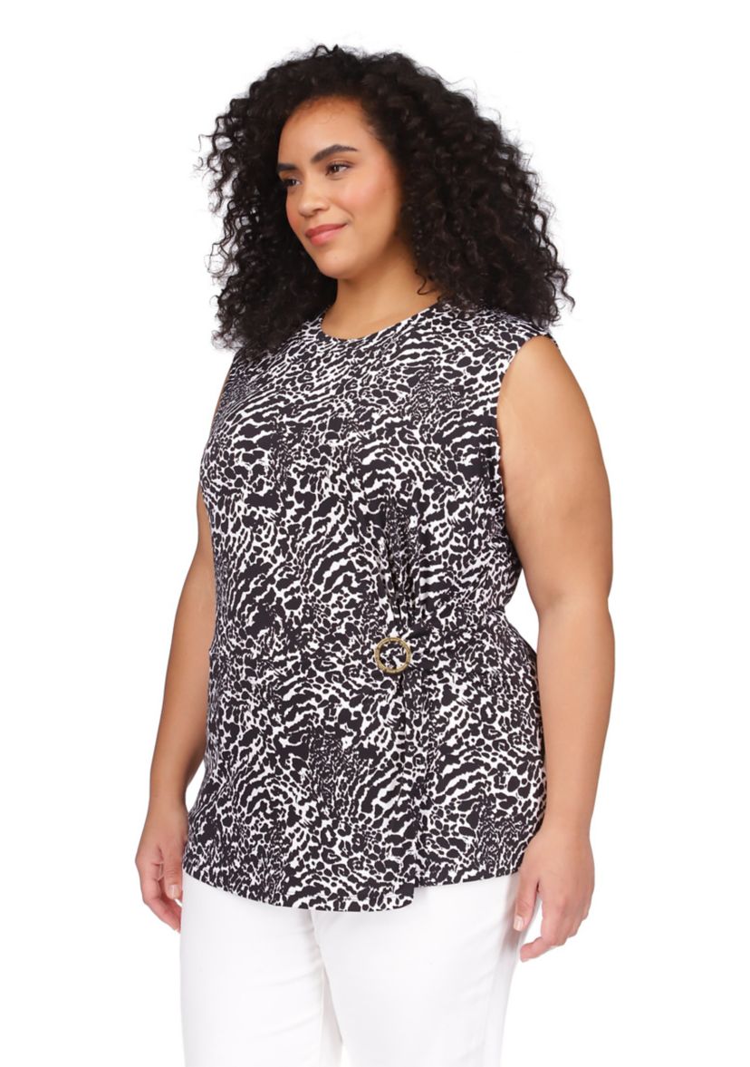 Plus Size Ocelot Ruffle Peasant Top