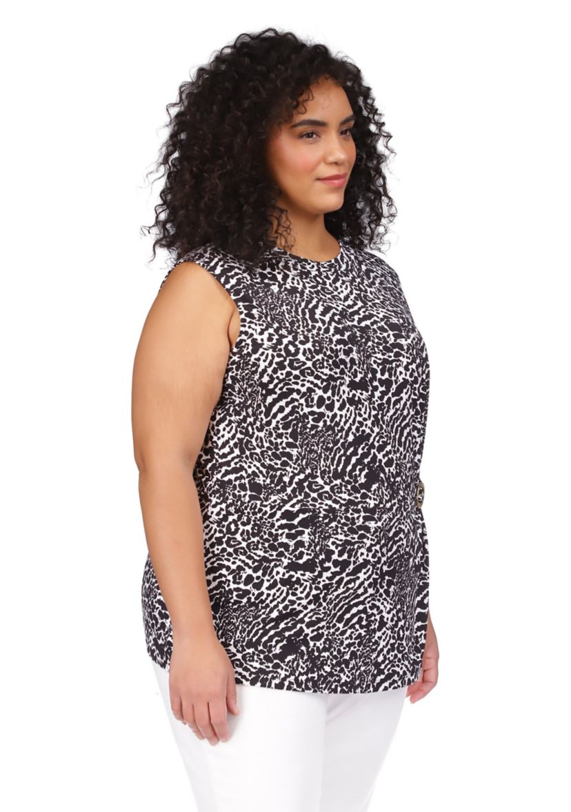 Plus Size Ocelot Ruffle Peasant Top