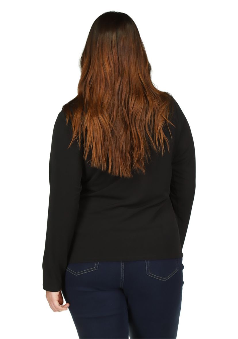 Plus Size Chain Neck Long Sleeve Top