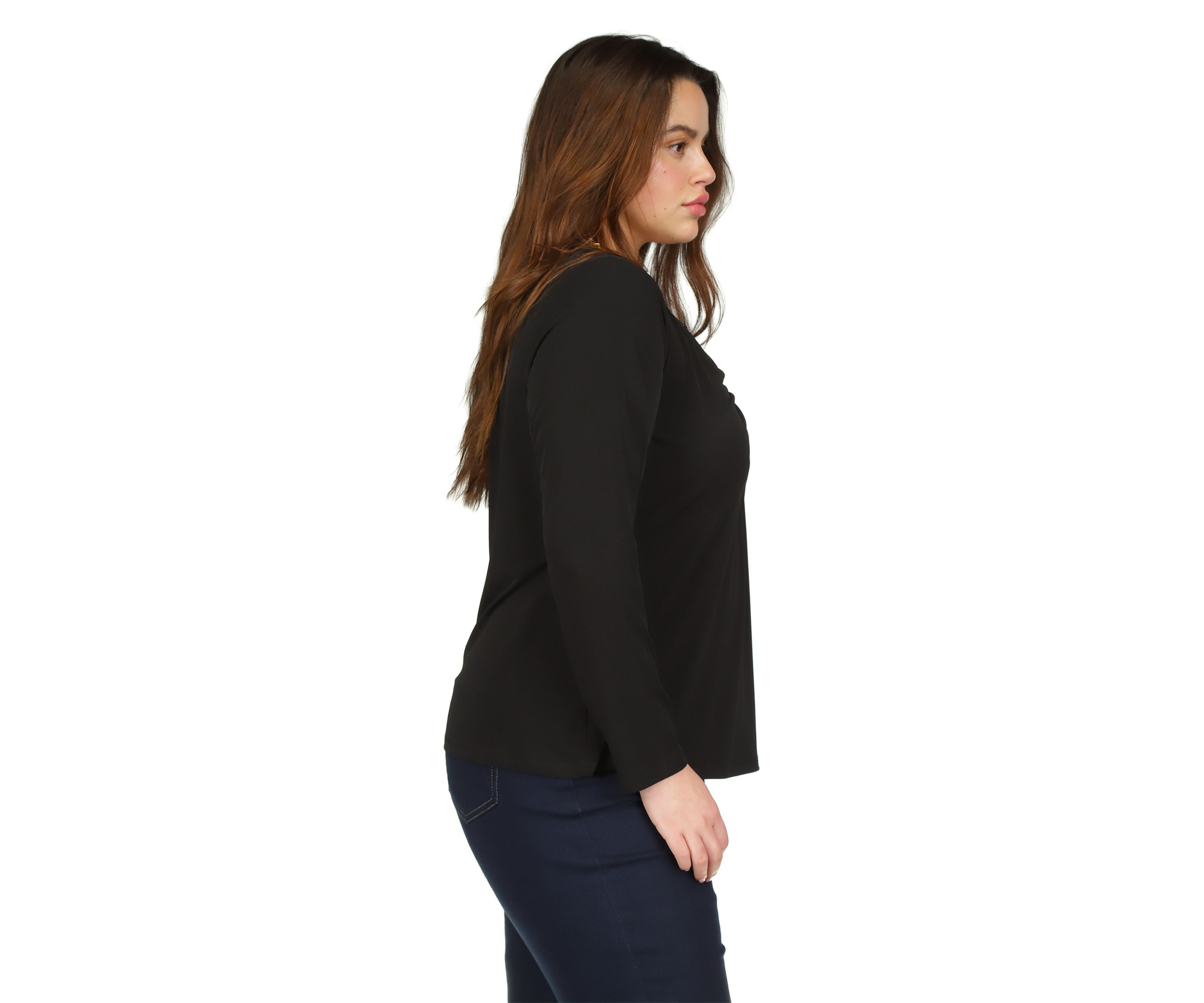 Plus Size Chain Neck Long Sleeve Top