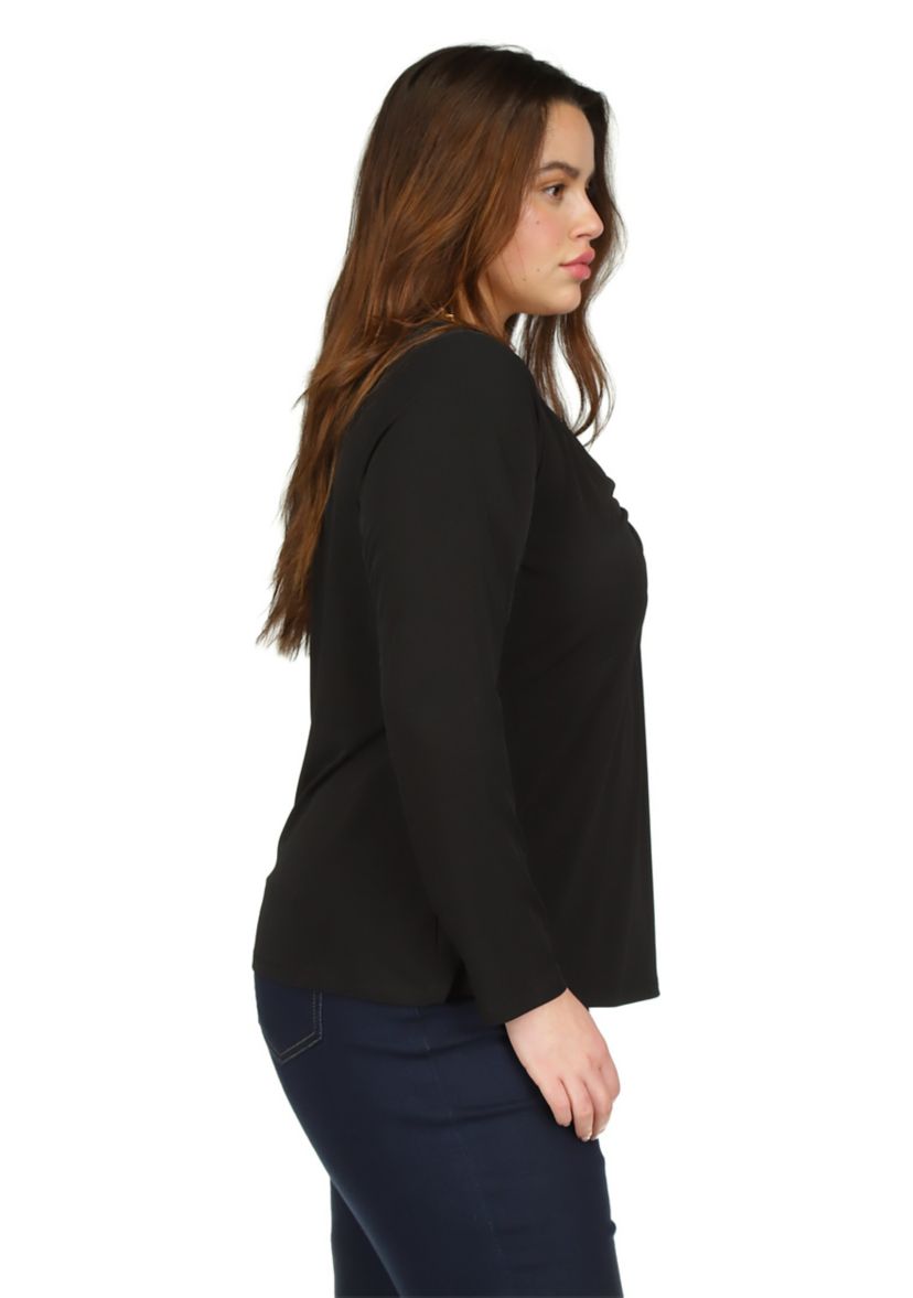 Plus Size Chain Neck Long Sleeve Top