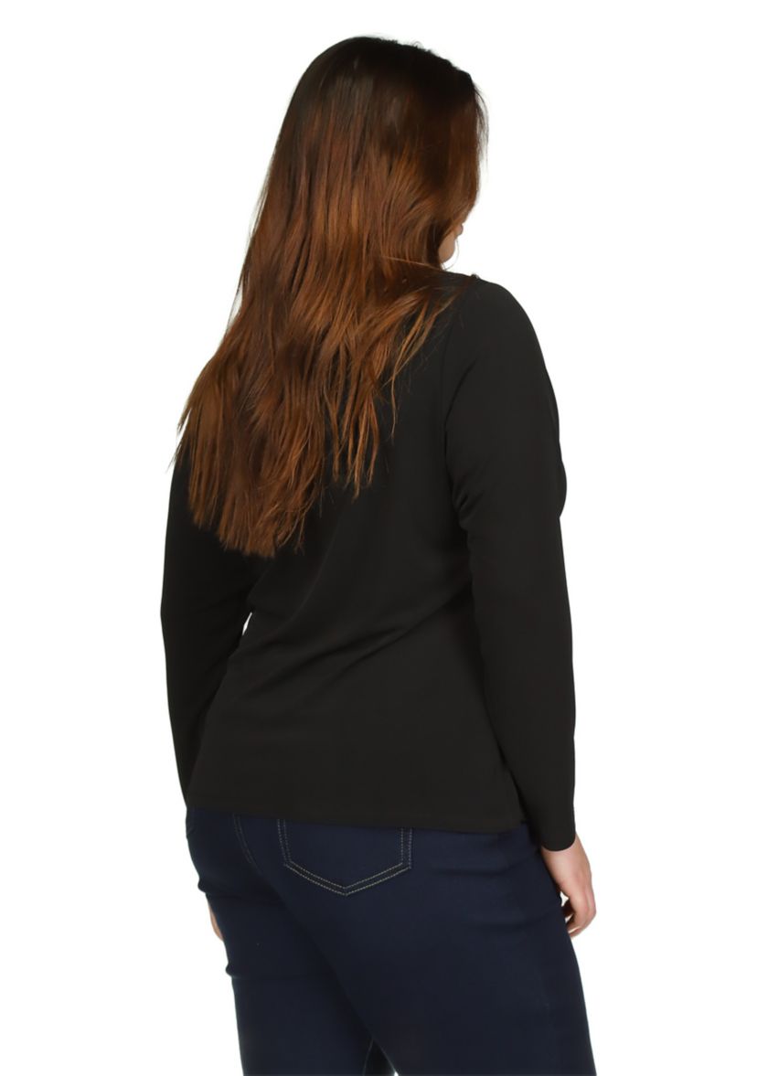 Plus Size Chain Neck Long Sleeve Top