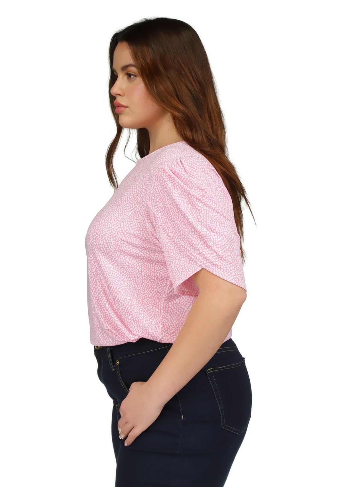 Plus Size Printed Tulip Sleeve Top