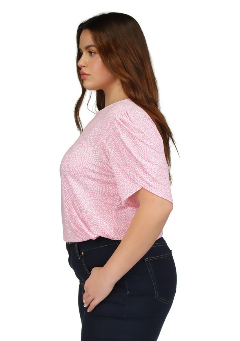 Plus Size Printed Tulip Sleeve Top