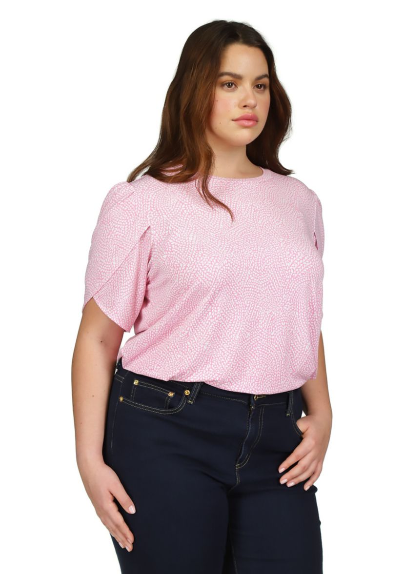 Plus Size Printed Tulip Sleeve Top