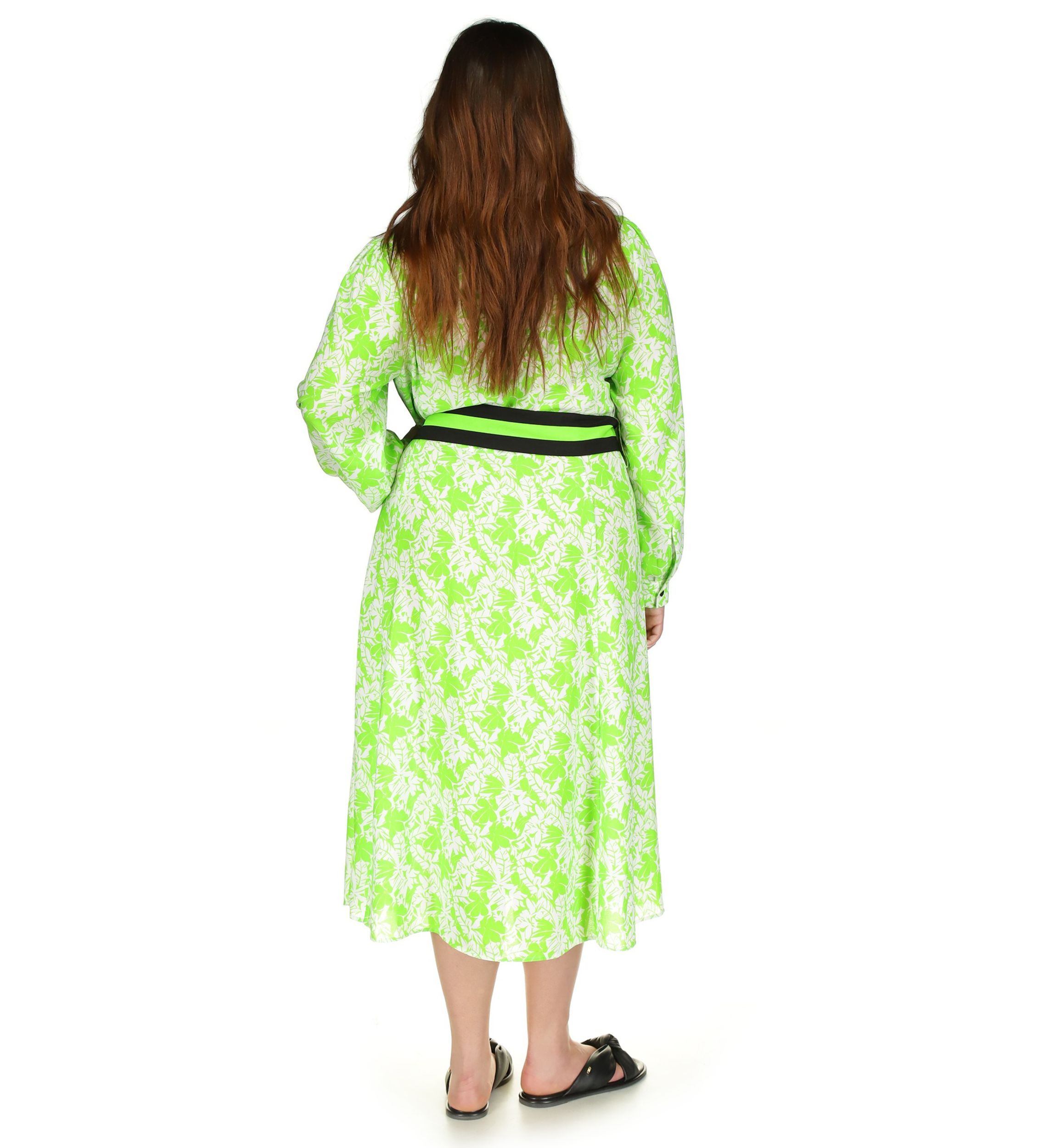 Plus Size Mini Maj Palm Printed Midi Dress