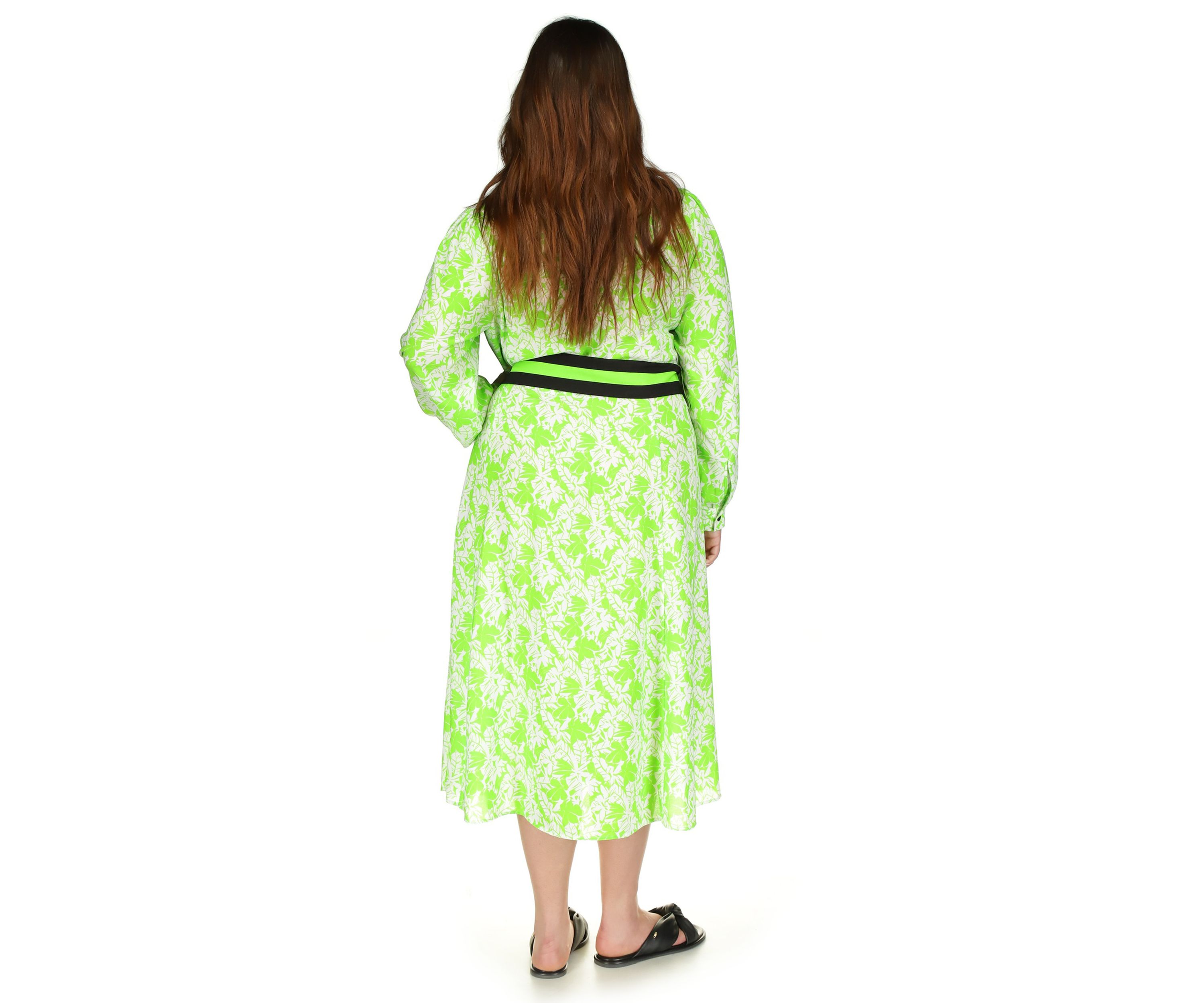 Plus Size Mini Maj Palm Printed Midi Dress