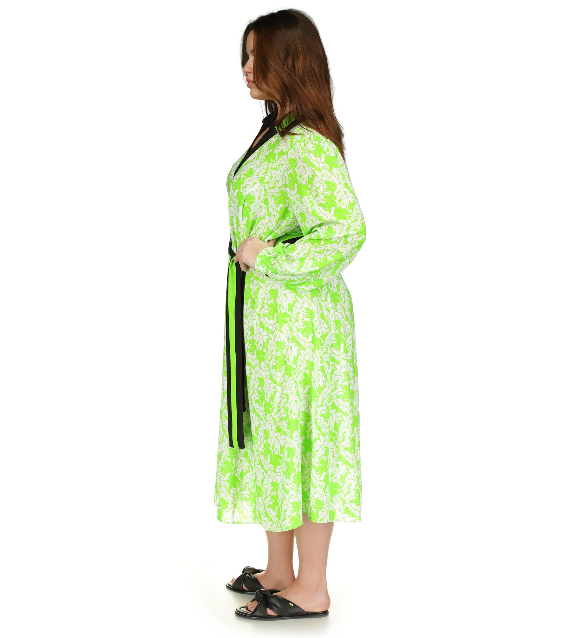 Plus Size Mini Maj Palm Printed Midi Dress