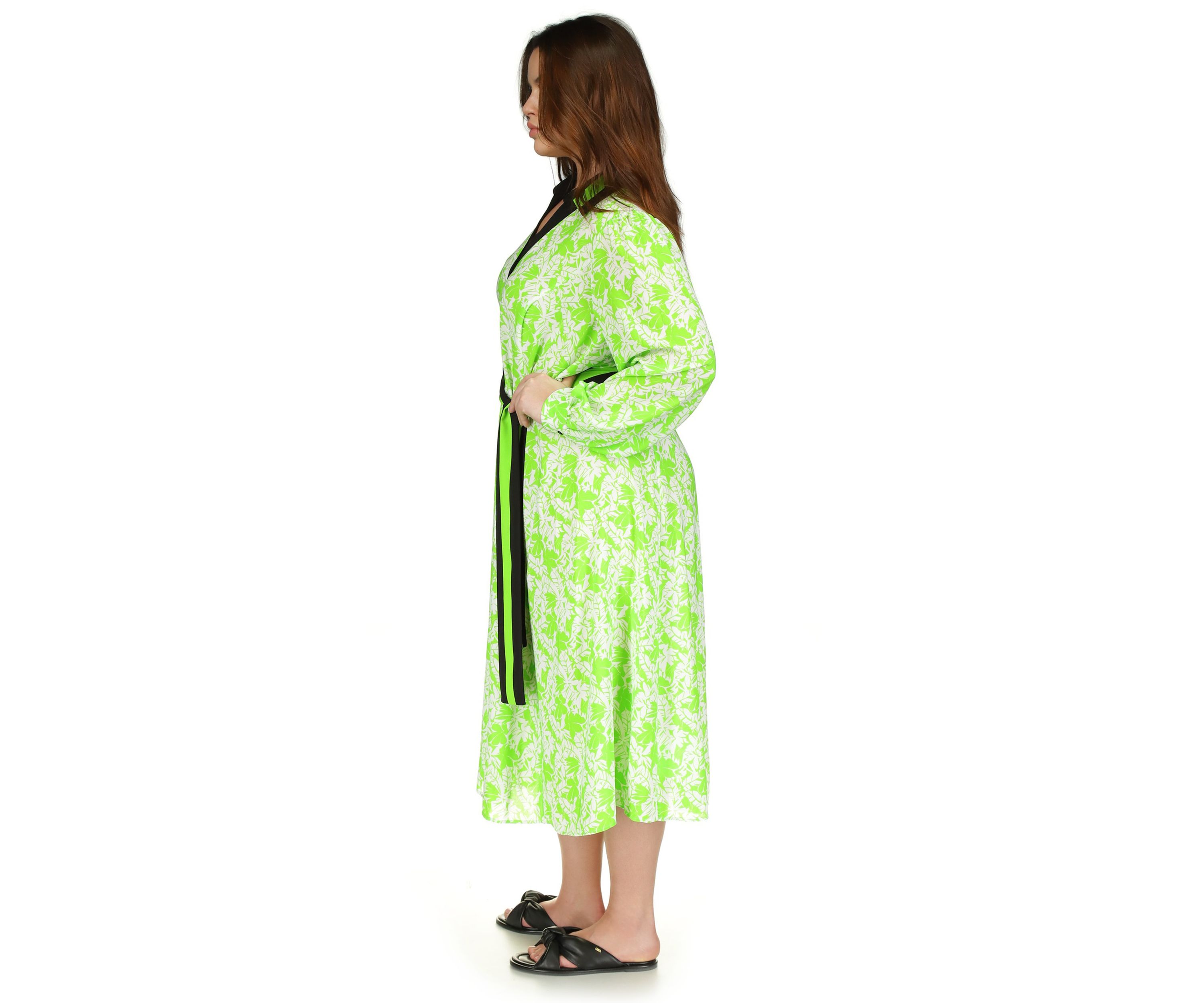 Plus Size Mini Maj Palm Printed Midi Dress