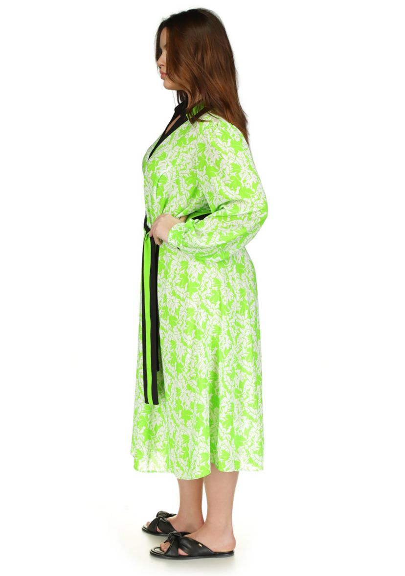 Plus Size Mini Maj Palm Printed Midi Dress