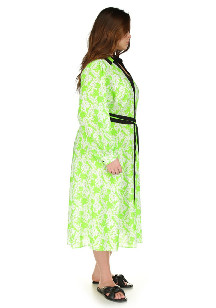 Plus Size Mini Maj Palm Printed Midi Dress