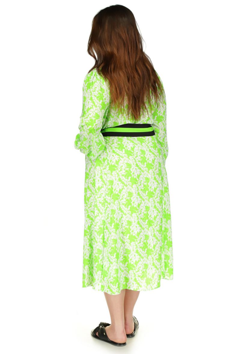 Plus Size Mini Maj Palm Printed Midi Dress