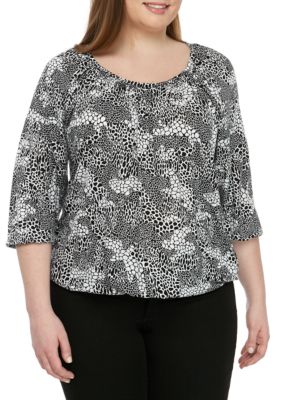 MICHAEL Michael Kors Plus Size Reptile Print Peasant Top | belk