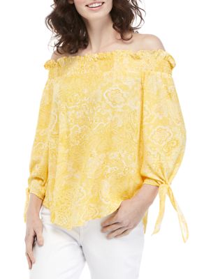 MICHAEL Michael Kors Plus Size Paisley Off-the-Shoulder Top | belk