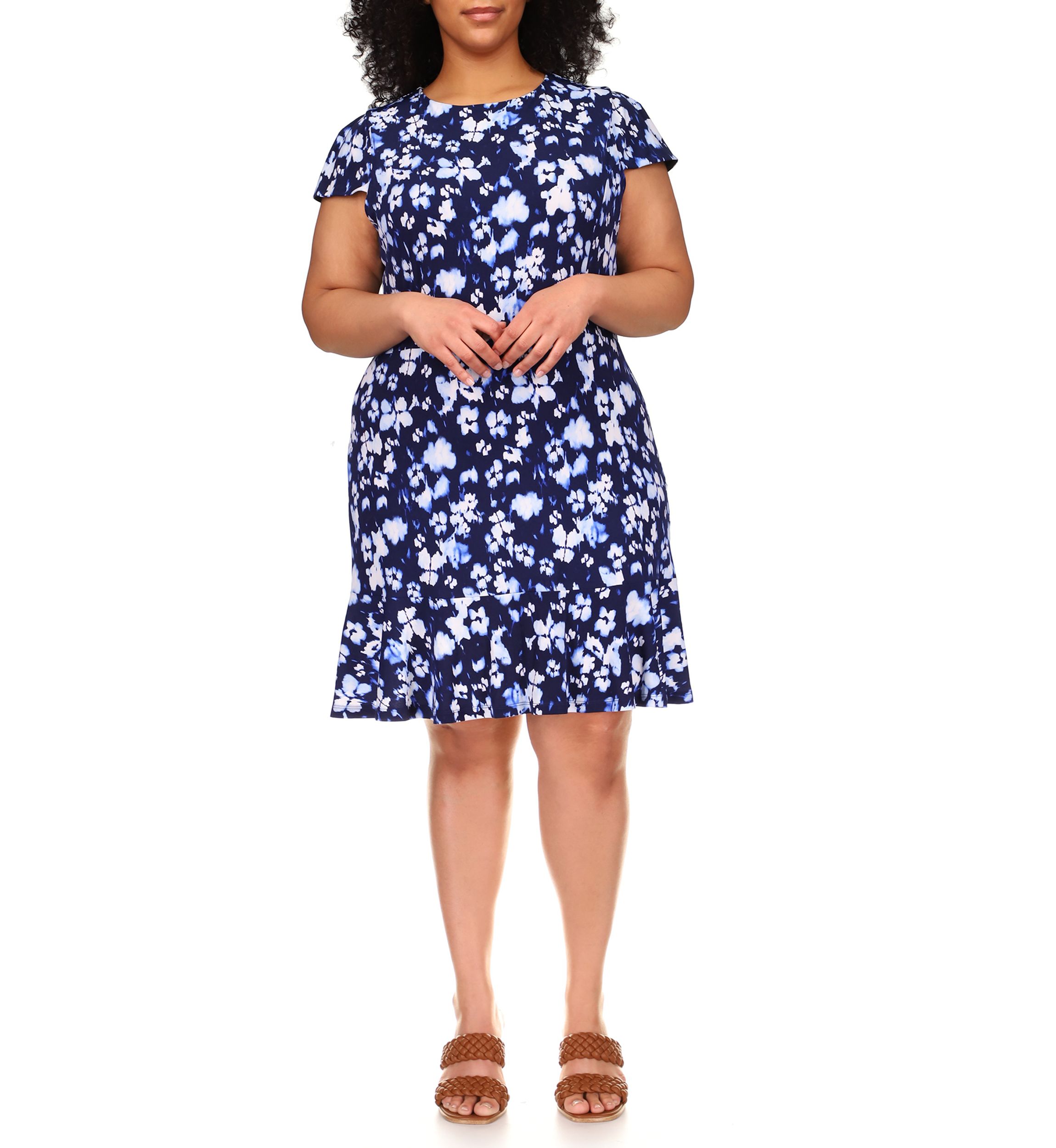 Plus Size Poppy Flounce Seamed Dress 