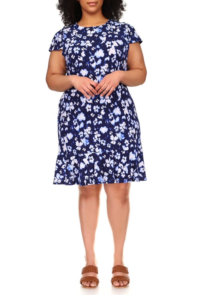 Plus Size Poppy Flounce Seamed Dress 