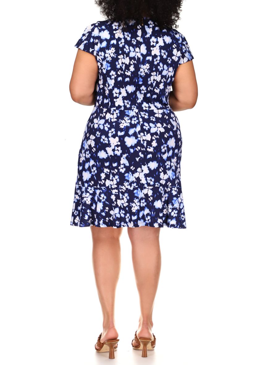 Plus Size Poppy Flounce Seamed Dress 