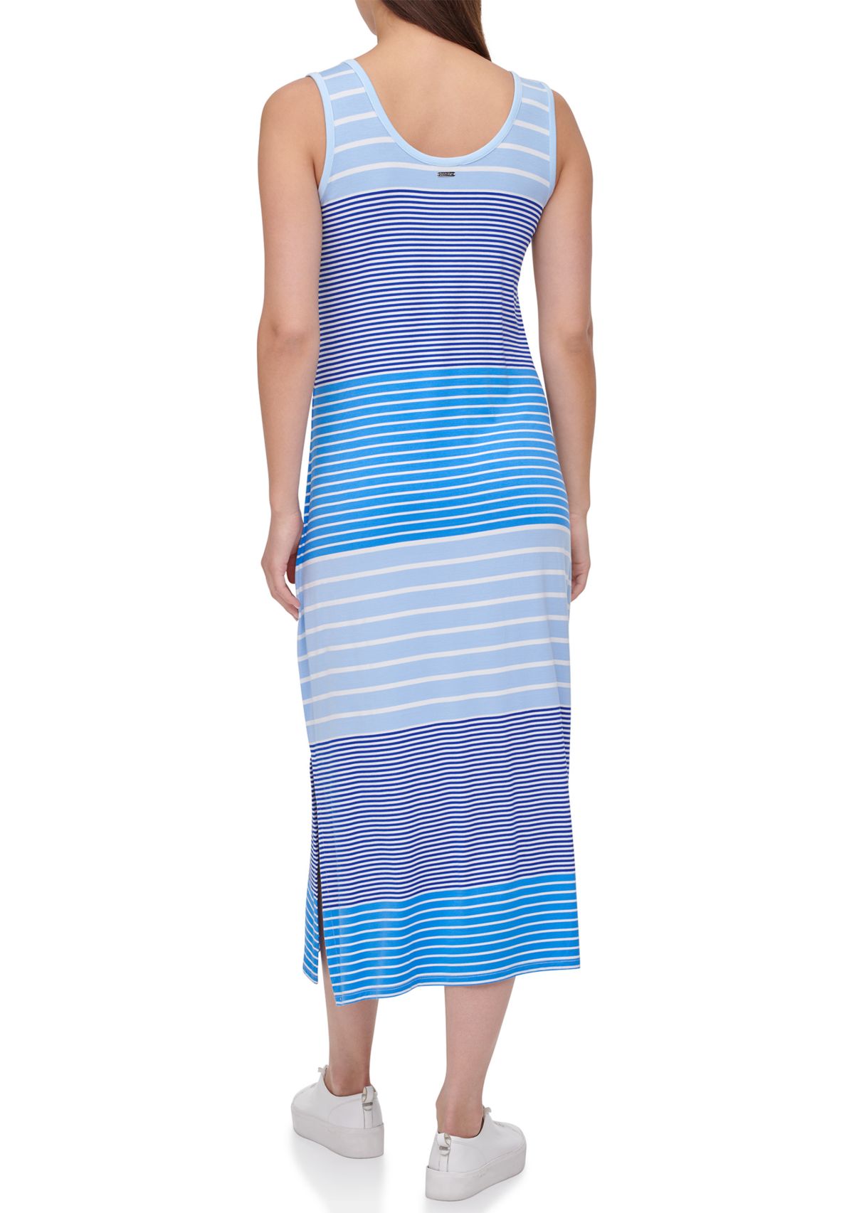 Sleeveless Multi Stripe Midi T-Shirt Dress 