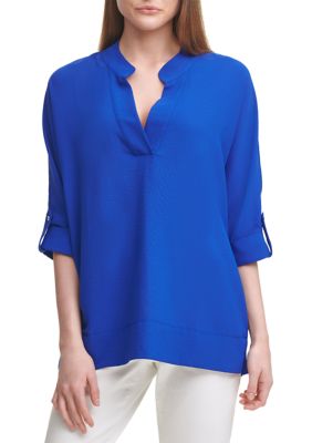 Calvin klein roll tab 2024 blouse