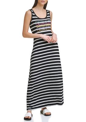 Calvin Klein Stripe Multi Logo Maxi Dress | belk
