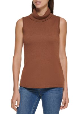 Calvin Klein Women s Sleeveless Knit Turtleneck Top belk