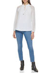 Womens Long Sleeve Solid Flowy Top