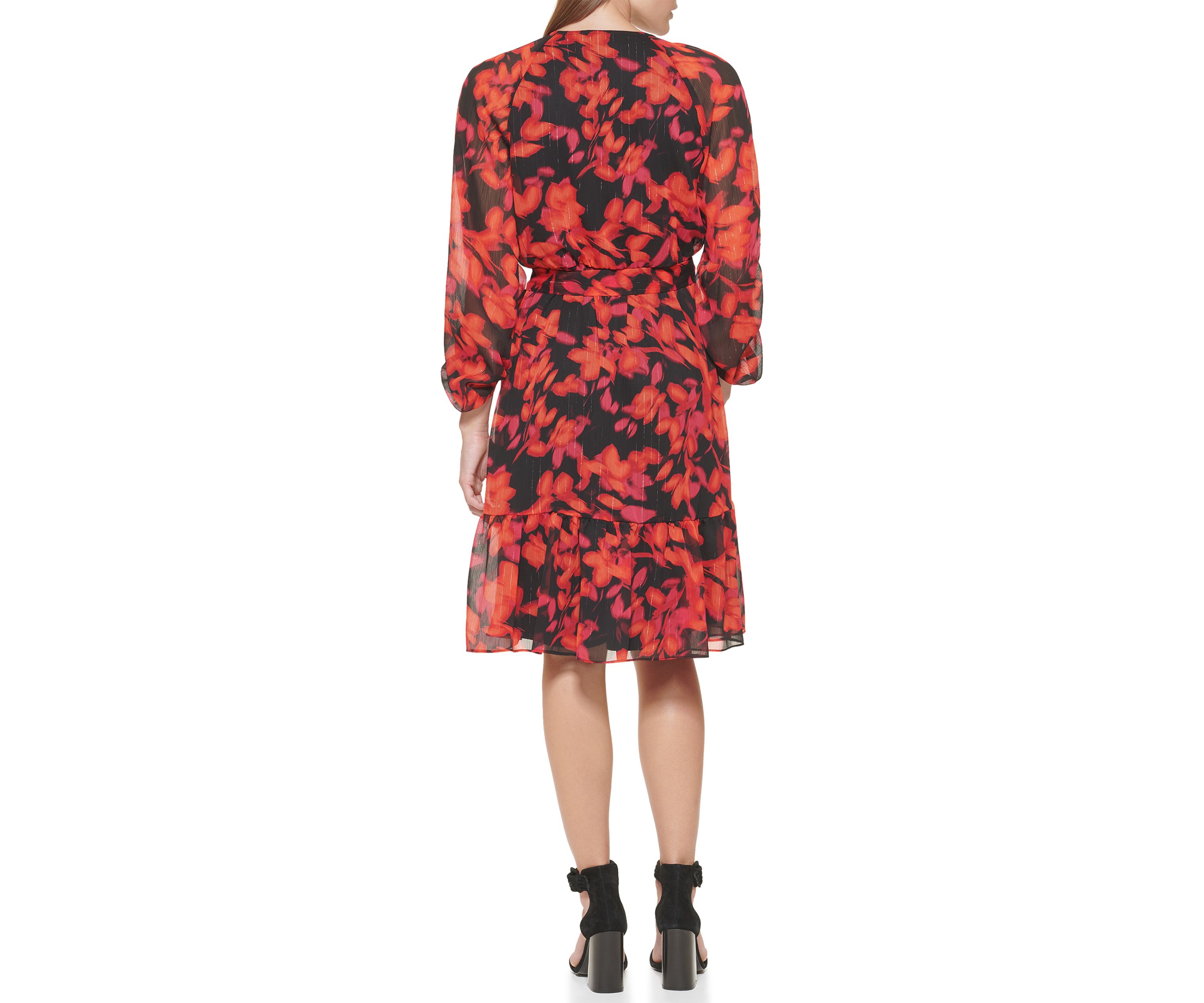 Womens 3/4 Sleeve Floral Print Dress