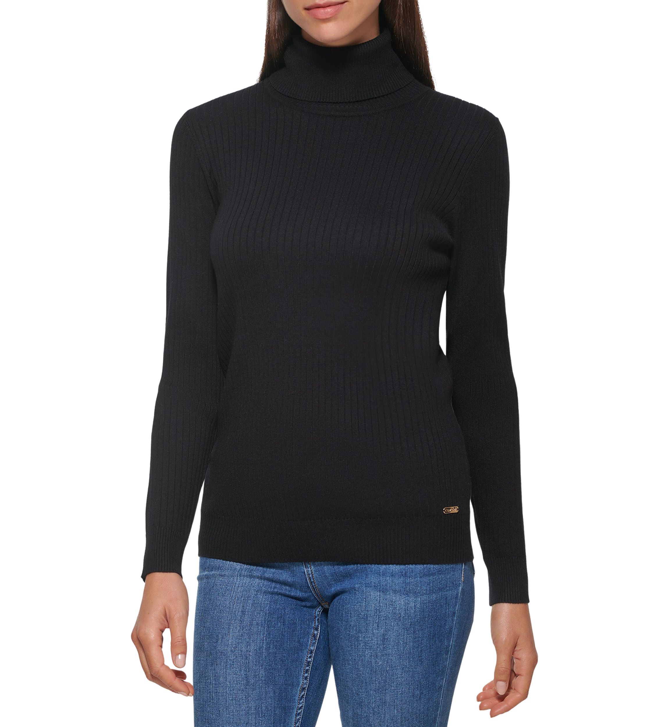 Womens Allover Rib Turtleneck Sweater