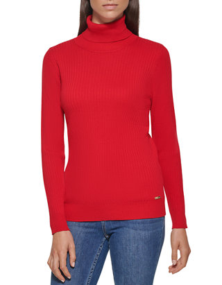 Calvin Klein Women's Allover Rib Turtleneck Sweater | belk