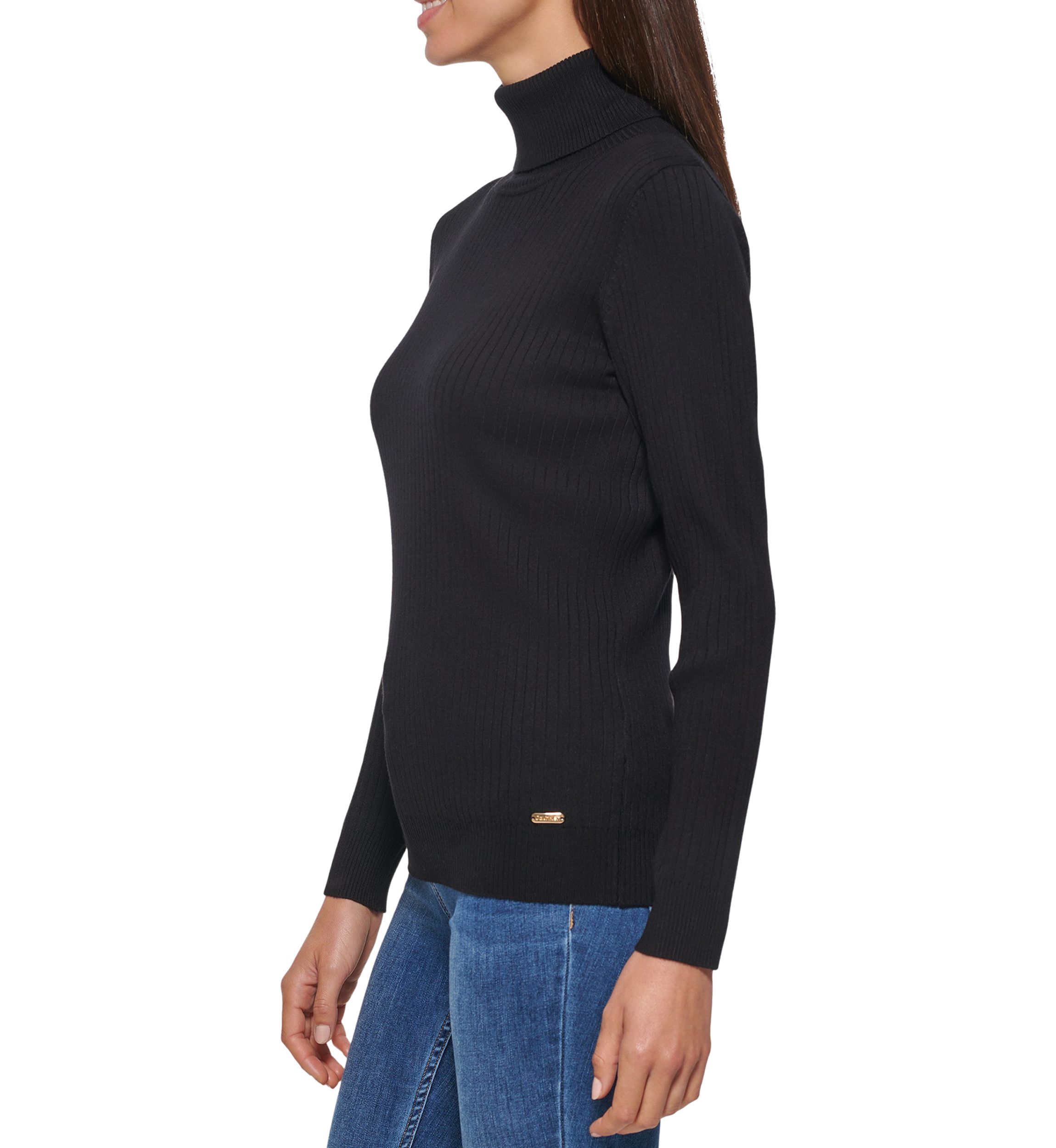 Womens Allover Rib Turtleneck Sweater