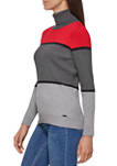 Color Block Rib Turtleneck Sweater