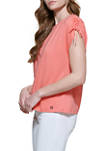 Short Cinched Sleeve Top 