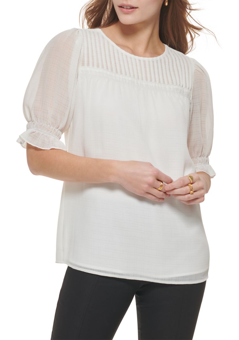 Womens Ruffle Puff Sleeve Blouse