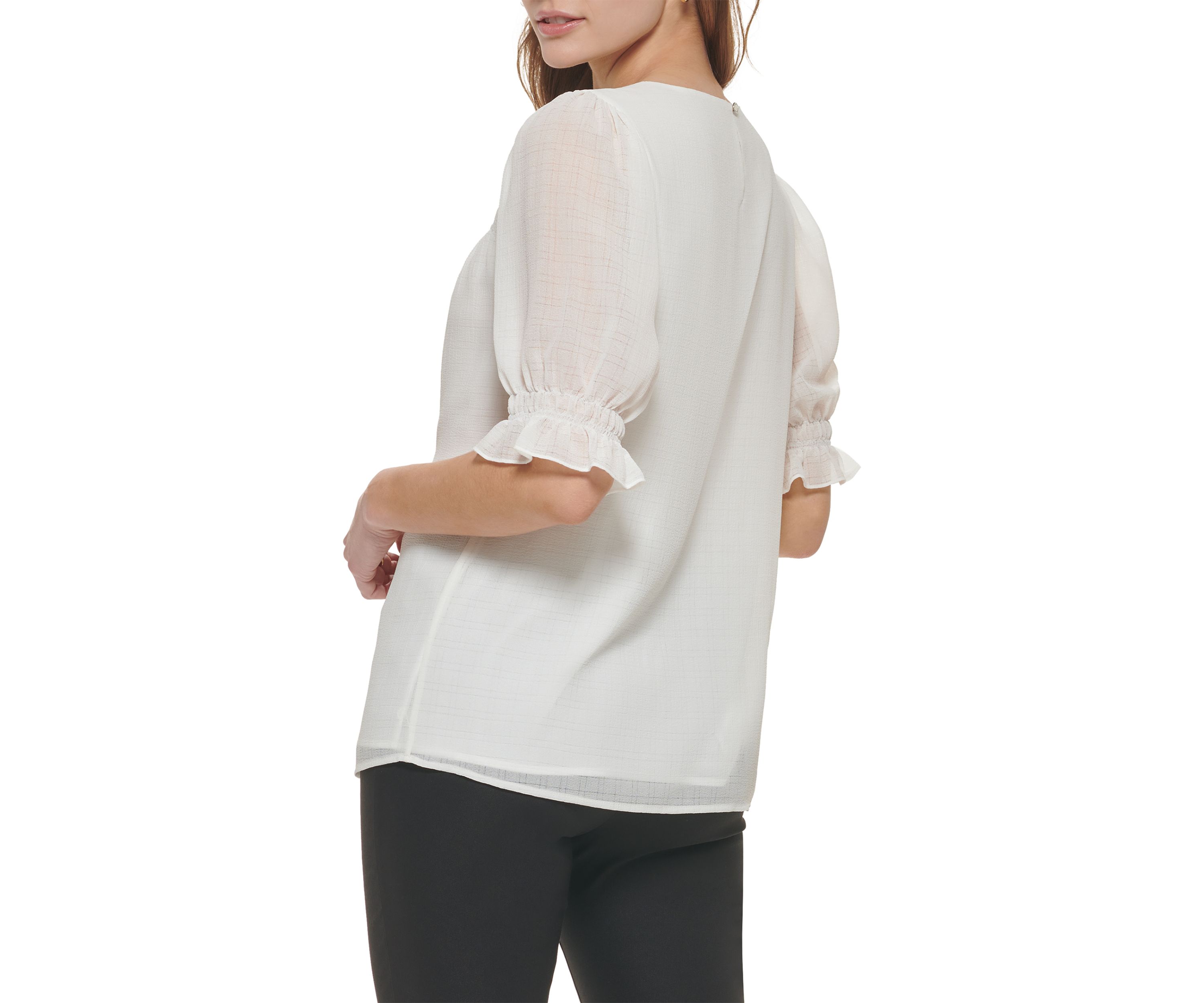 Womens Ruffle Puff Sleeve Blouse