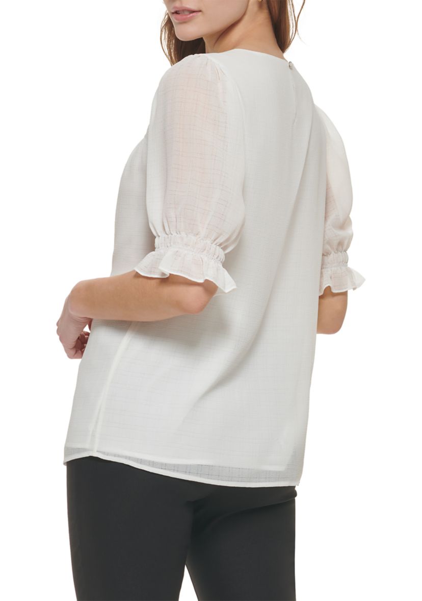 Womens Ruffle Puff Sleeve Blouse