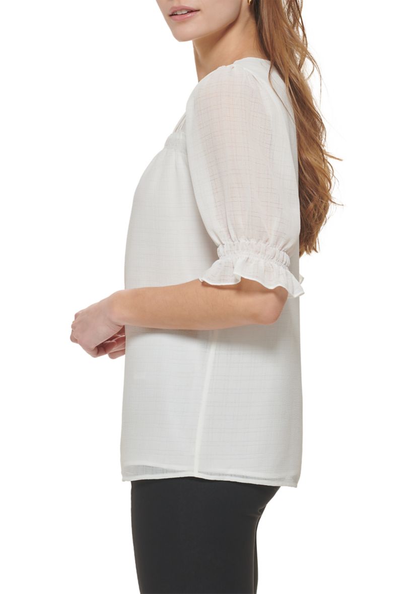 Womens Ruffle Puff Sleeve Blouse