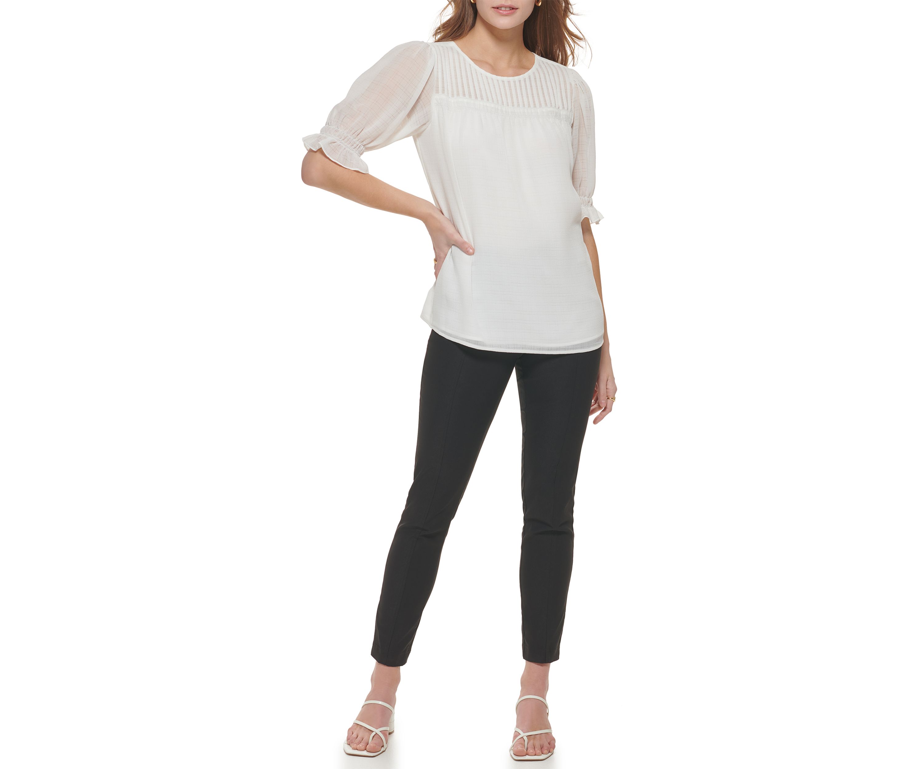 Womens Ruffle Puff Sleeve Blouse