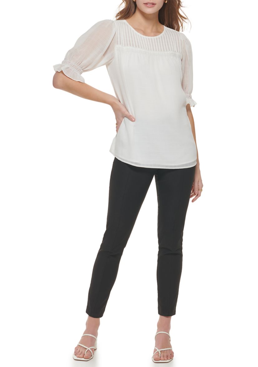 Womens Ruffle Puff Sleeve Blouse