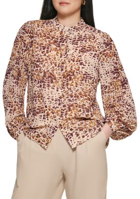 Calvin Klein Women's Printed Button Down Shirt, XS