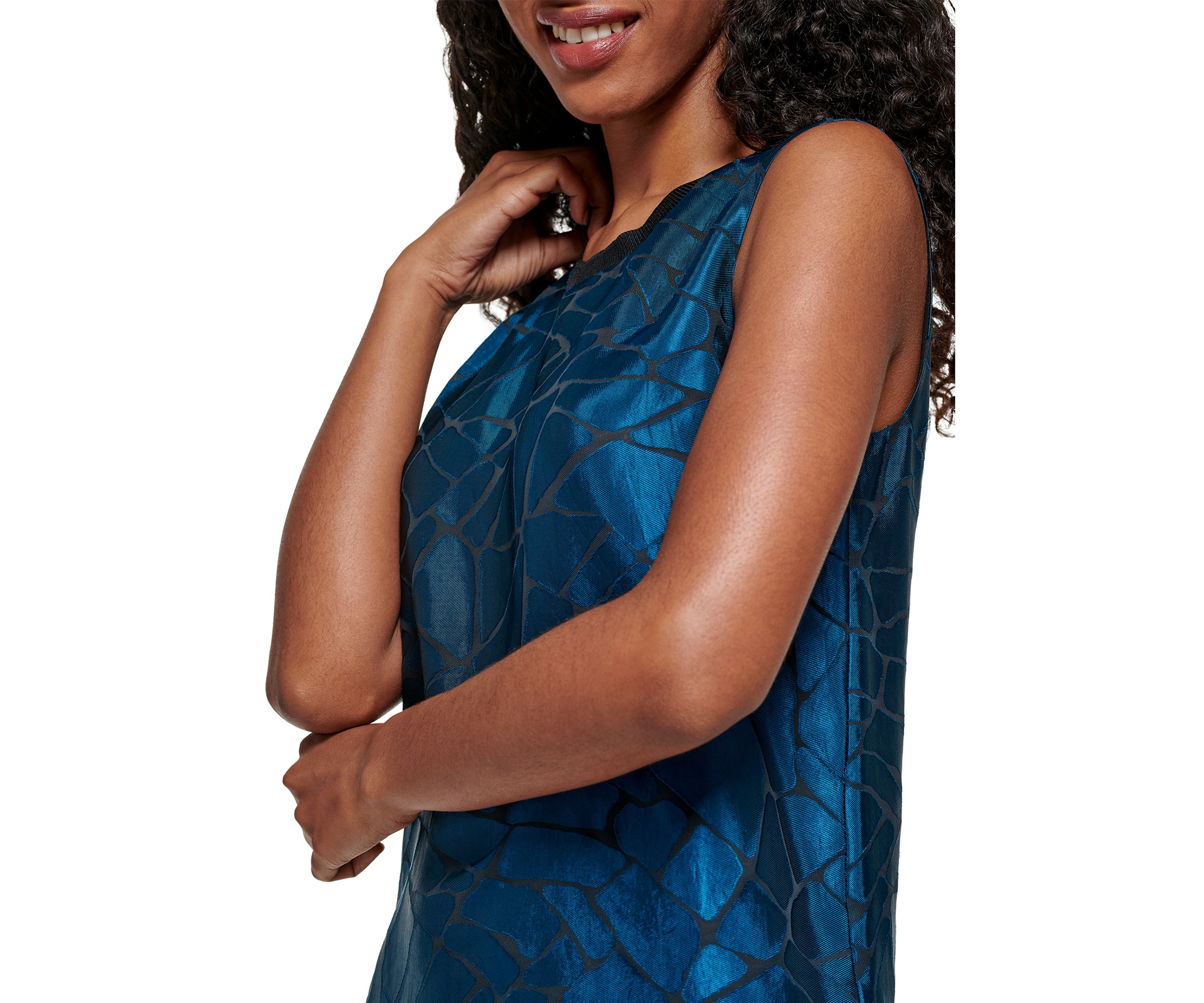 Womens Sleeveless Abstract Burnout Woven Top