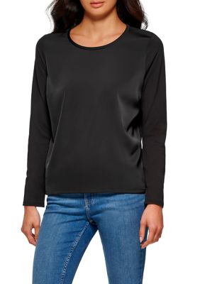 Calvin Klein Women's Modern Essentials Long Sleeve Top, Black, XS -  0196284093477