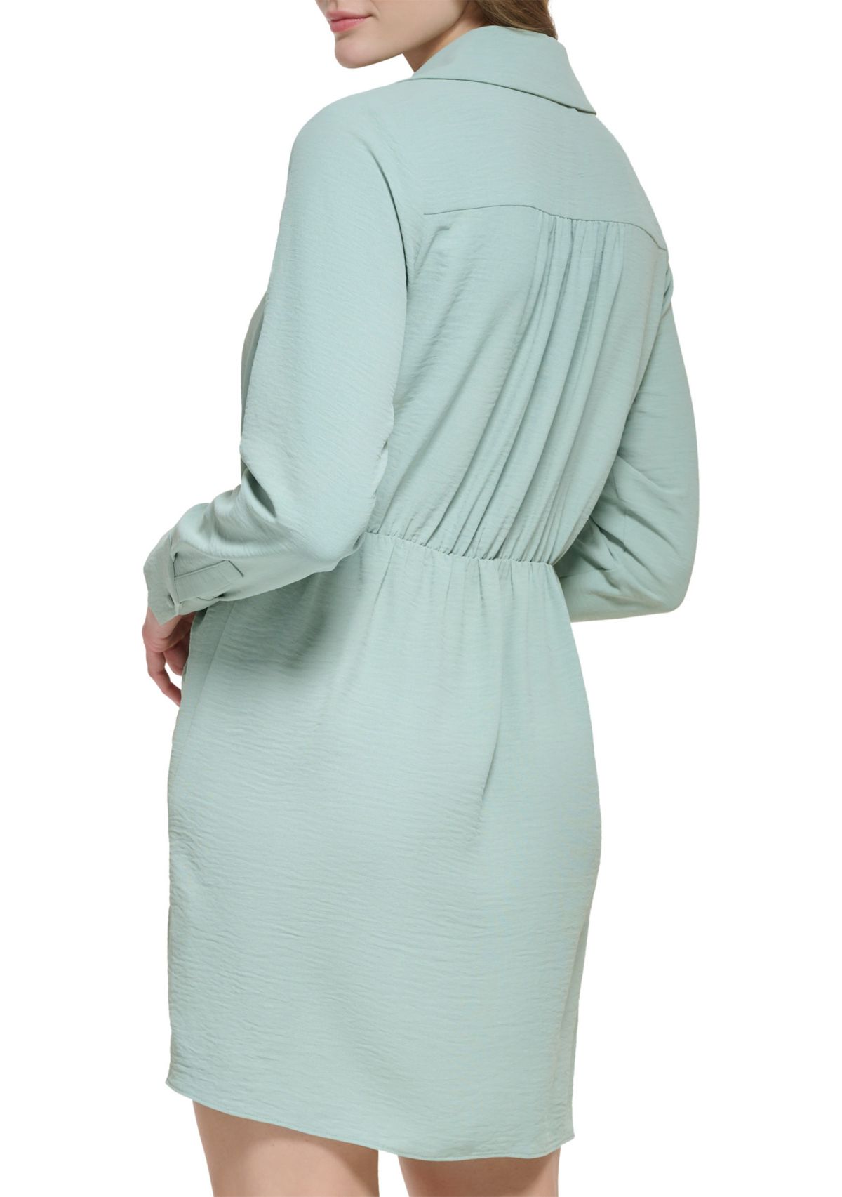 Womens Long Sleeve Surplice Side Tie Dress